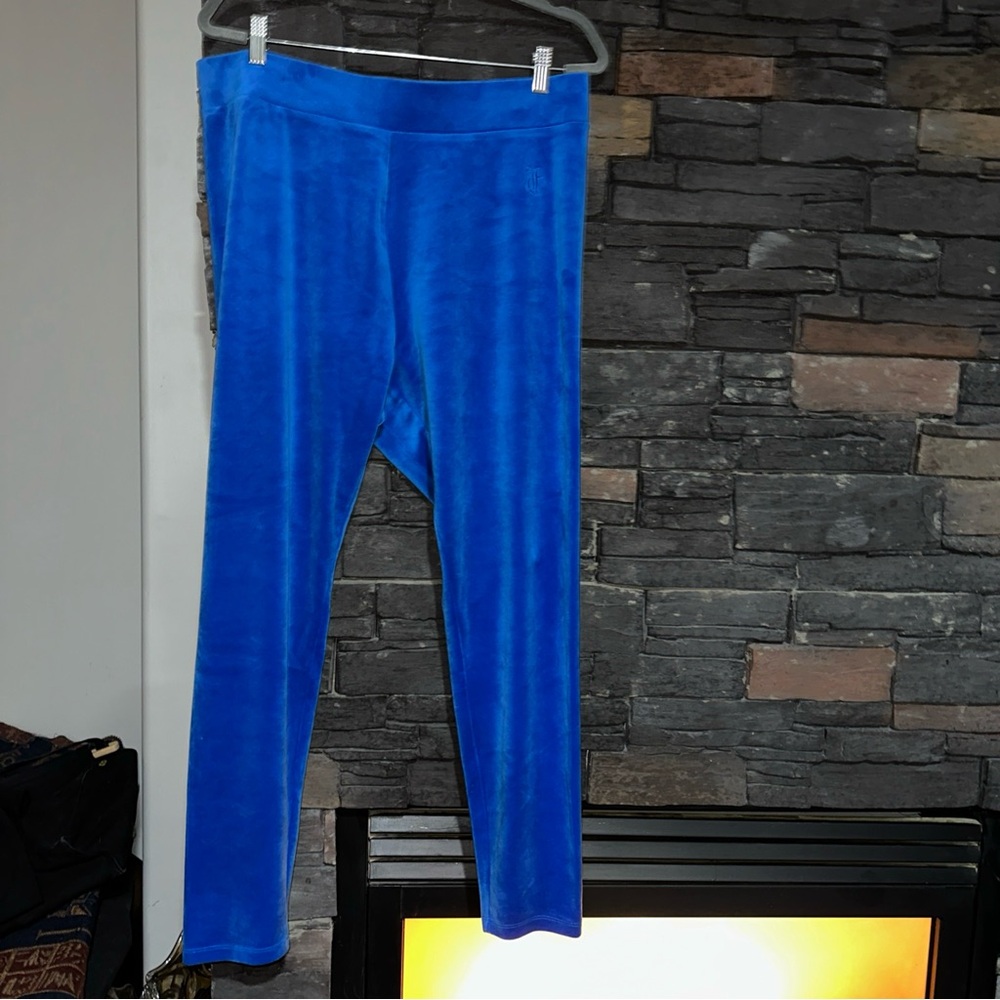 NWOT JUICY COUTURE BLUE VELOUR sweatpants pull on subtle logo PLUS SIZE 1X